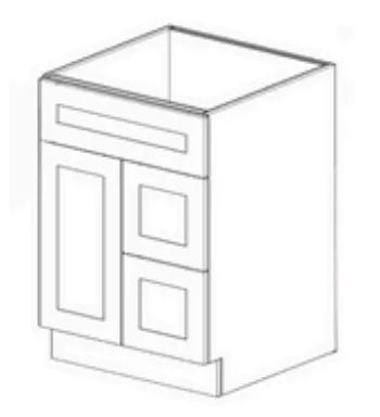 Vanity Sink Base Cabinet (1) Drawer On Each Side - Shaker Cinder