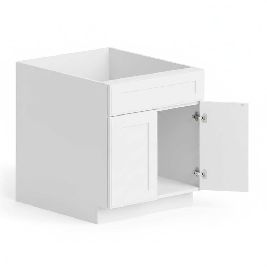 [SB30-TK-WS] Sink Base - White Shaker (30" W × 34.5" H × 24" D)