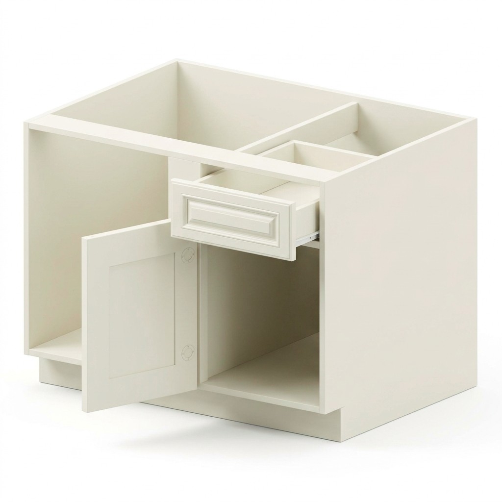 [BBC39-TK-MW] Base Blind Corner - Milk White (39" W × 34.5" H × 24" D)